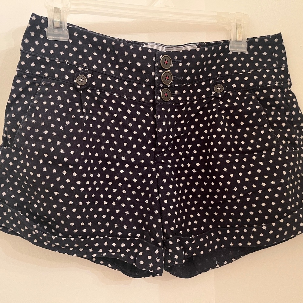 Navy blue and white spotted shorts